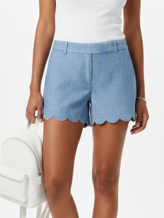 J. Crew Pants - J Crew Blue Scallop Hem Bermuda Shorts 6